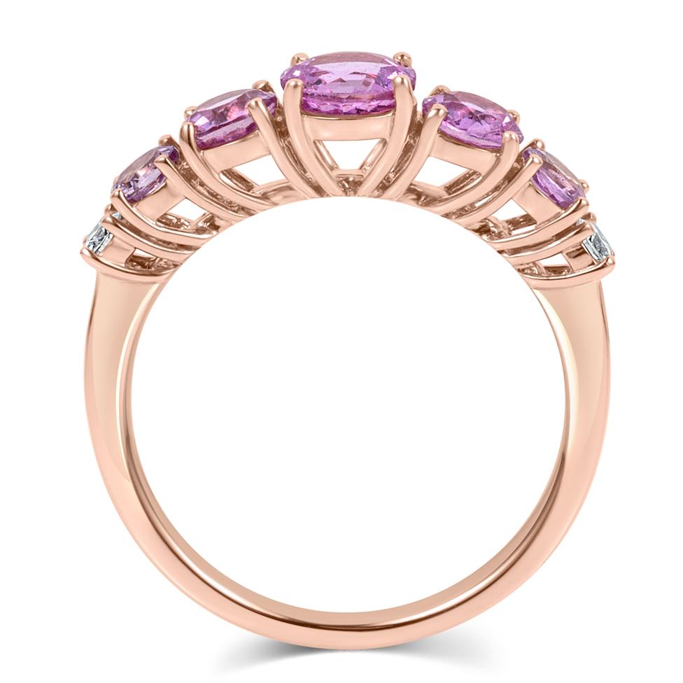 Bonbon 18ct Rose Gold Pink Sapphire and Diamond Dress Ring Thumbnail Image 4