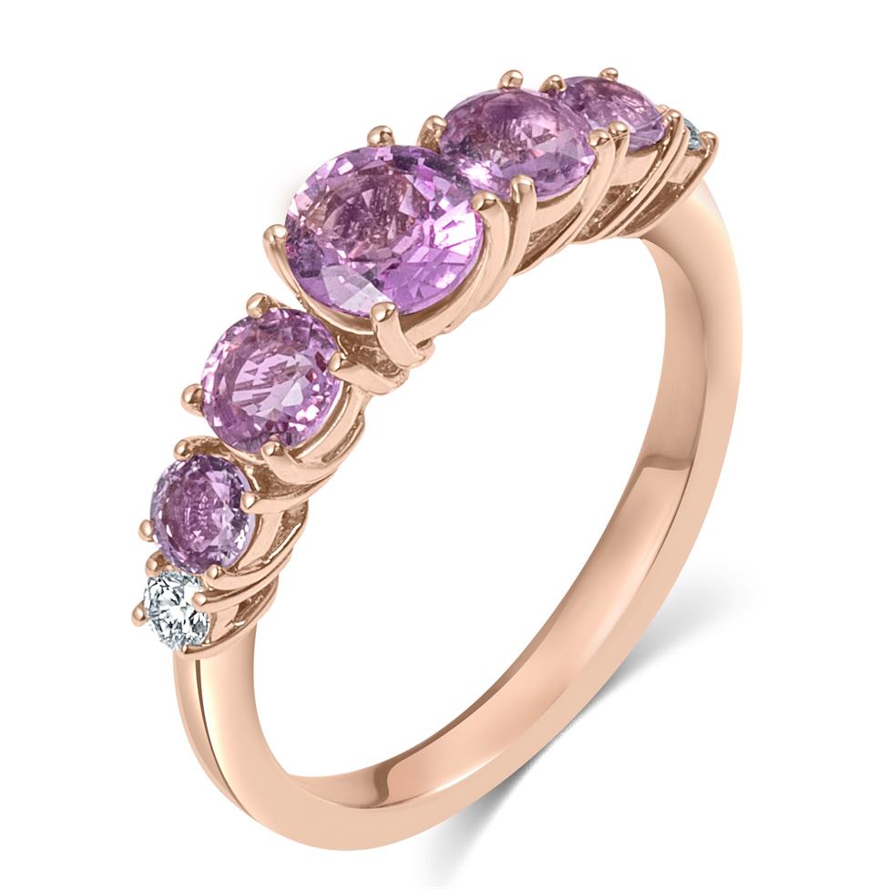 Bonbon 18ct Rose Gold Pink Sapphire and Diamond Dress Ring Thumbnail Image 0