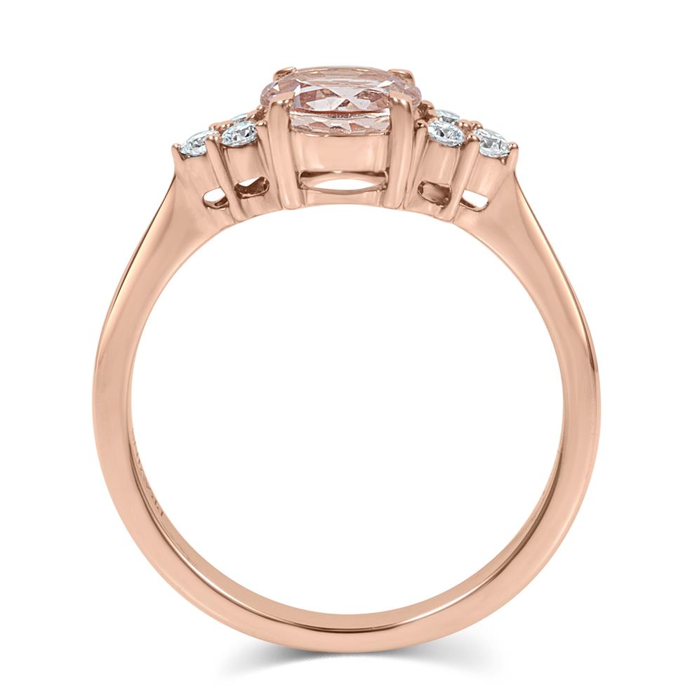 18ct Rose Gold Round Morganite and Diamond Dress Ring Thumbnail Image 3