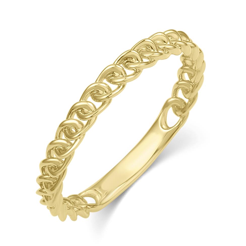 18ct Yellow Gold Curb Chain Design Dress Ring Thumbnail Image 0
