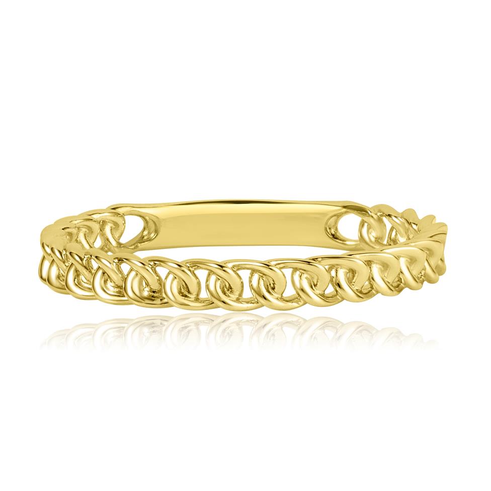 18ct Yellow Gold Curb Chain Design Dress Ring Thumbnail Image 2