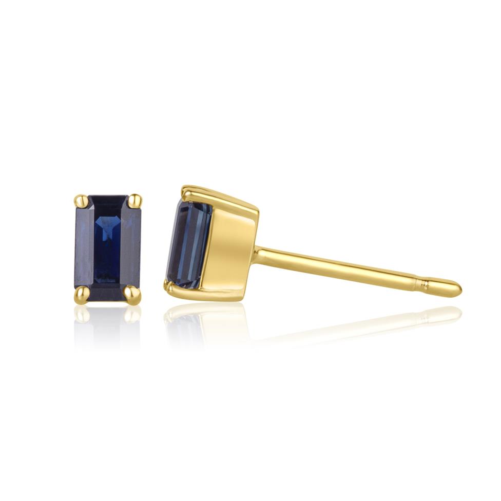 18ct Yellow Gold Sapphire Solitaire Stud Earrings Thumbnail Image 0