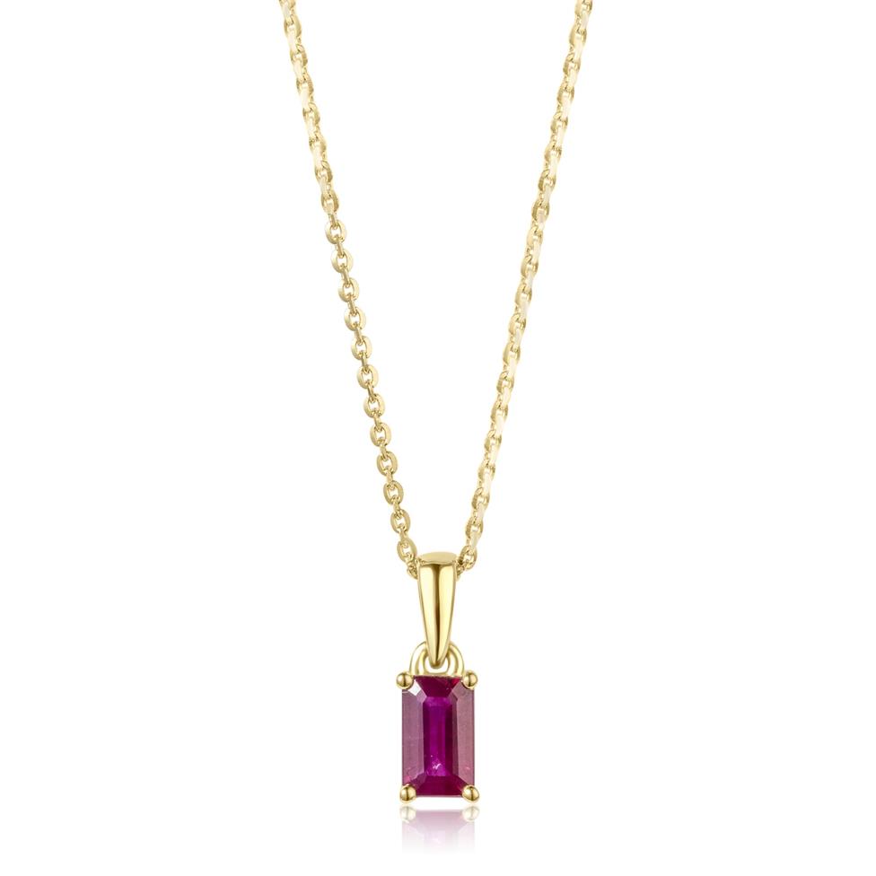 18ct Yellow Gold Ruby Solitaire Pendant Thumbnail Image 0