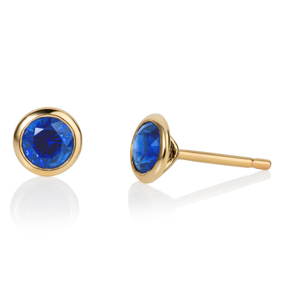 18ct Yellow Gold Sapphire Solitaire Earrings Thumbnail Image 0