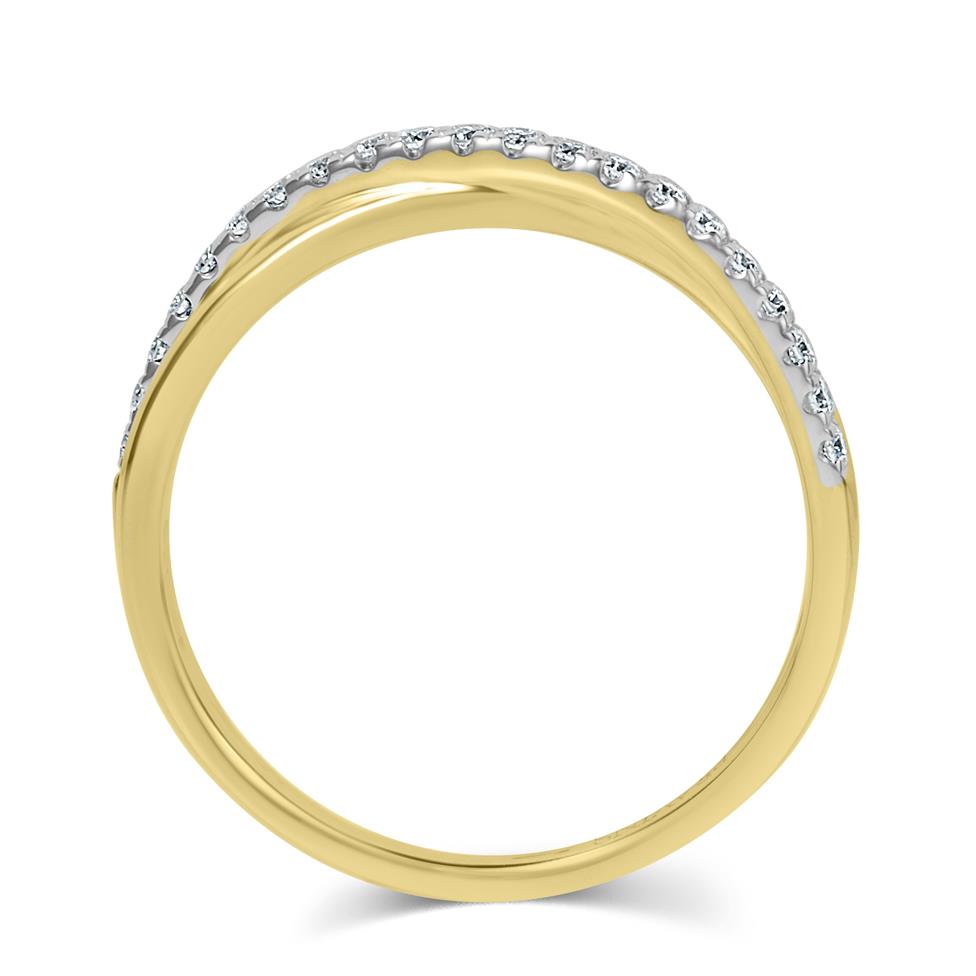18ct Yellow Gold Crossover Design Diamond Dress Ring 0.20ct Thumbnail Image 2