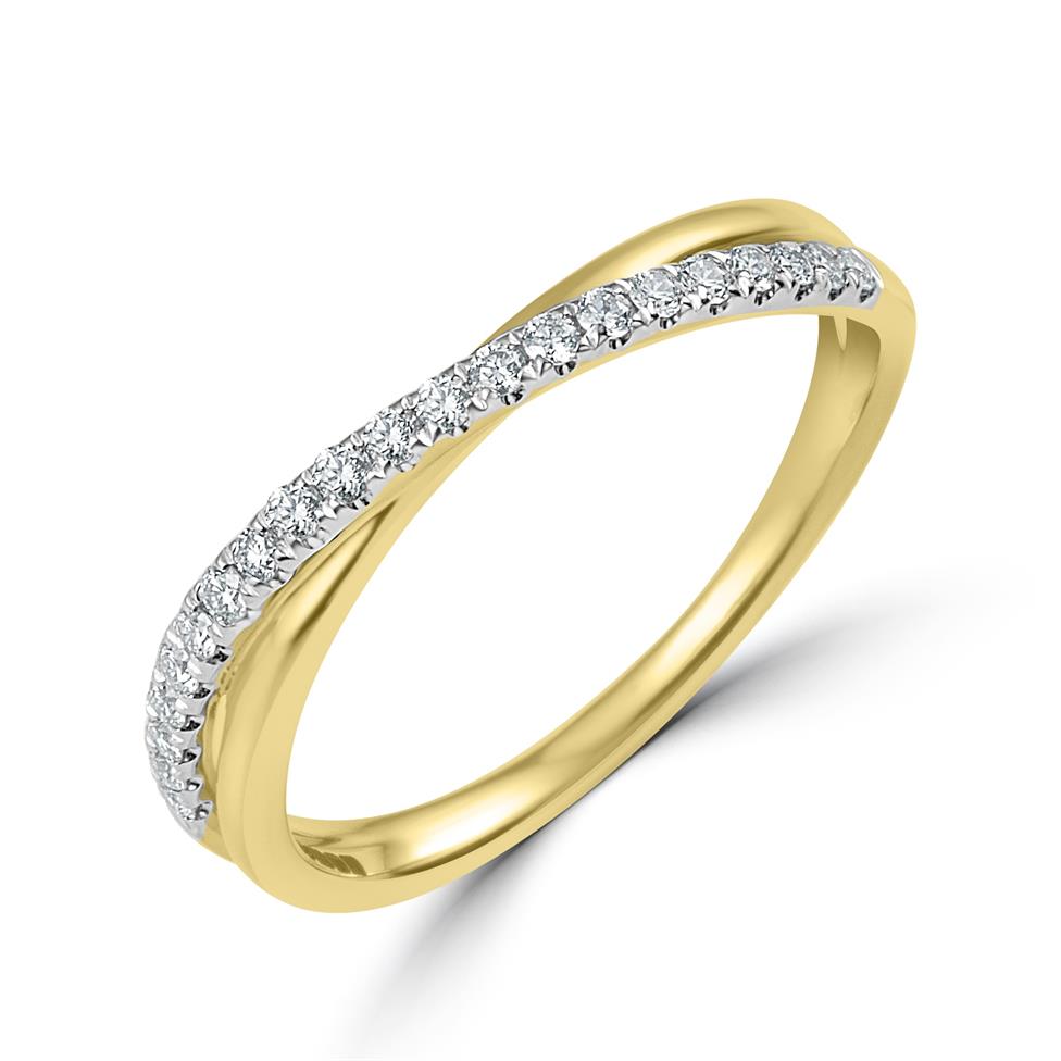 18ct Yellow Gold Crossover Design Diamond Dress Ring 0.20ct Thumbnail Image 0