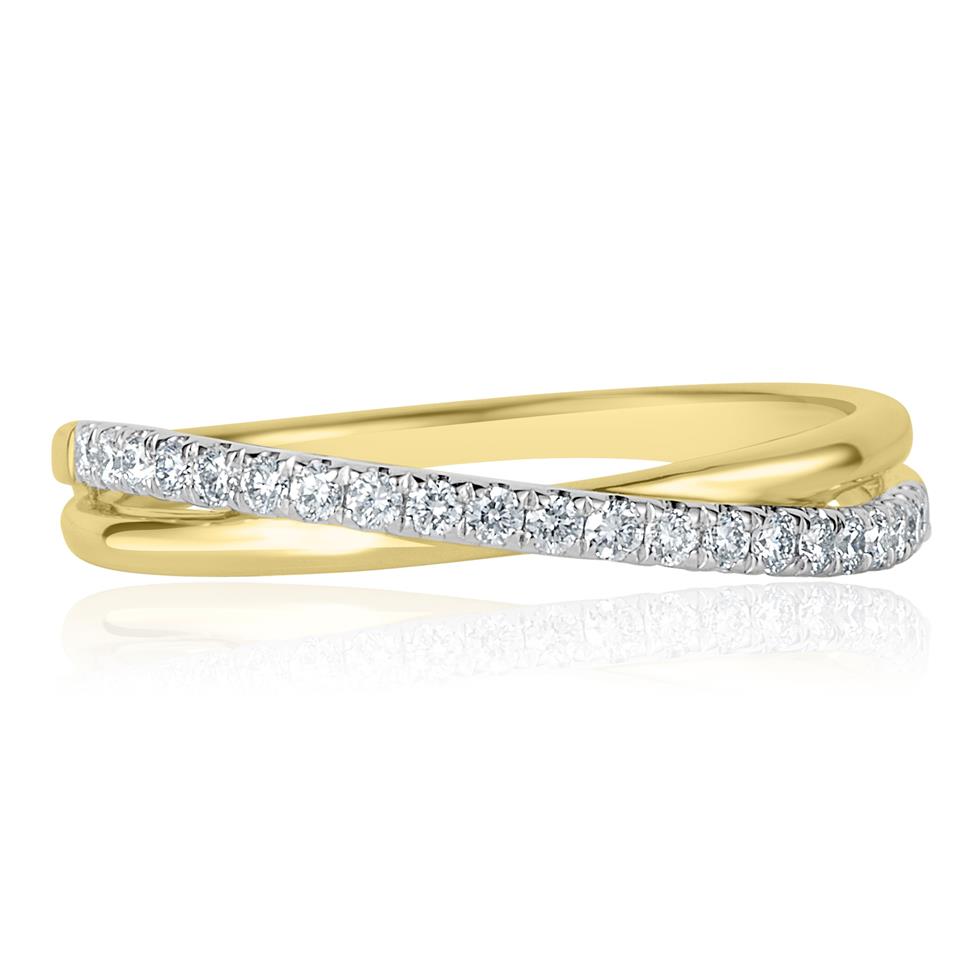 18ct Yellow Gold Crossover Design Diamond Dress Ring 0.20ct Thumbnail Image 1