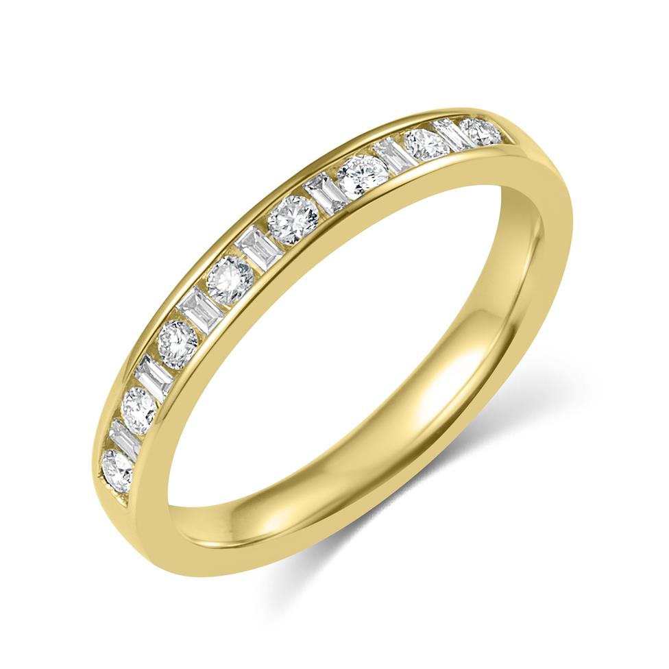 18ct Yellow Gold Alternating Baguette Cut Diamond Half Eternity Ring 0.25ct Image 1