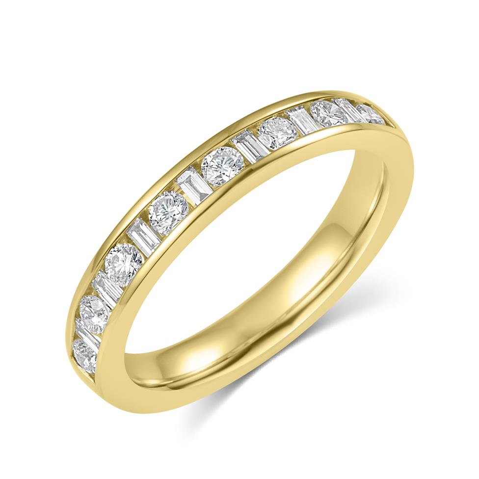 18ct Yellow Gold Alternating Baguette Cut Diamond Half Eternity Ring 0.50ct Image 1