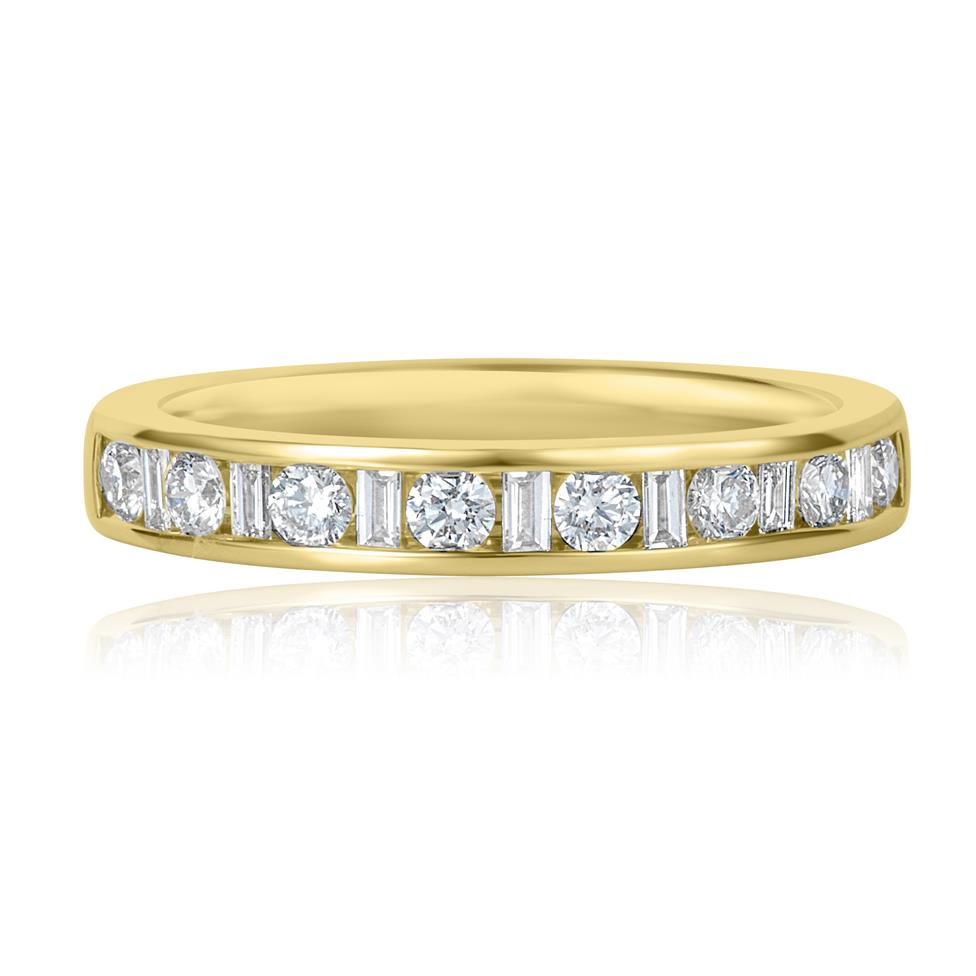 18ct Yellow Gold Alternating Baguette Cut Diamond Half Eternity Ring 0.50ct Thumbnail Image 1