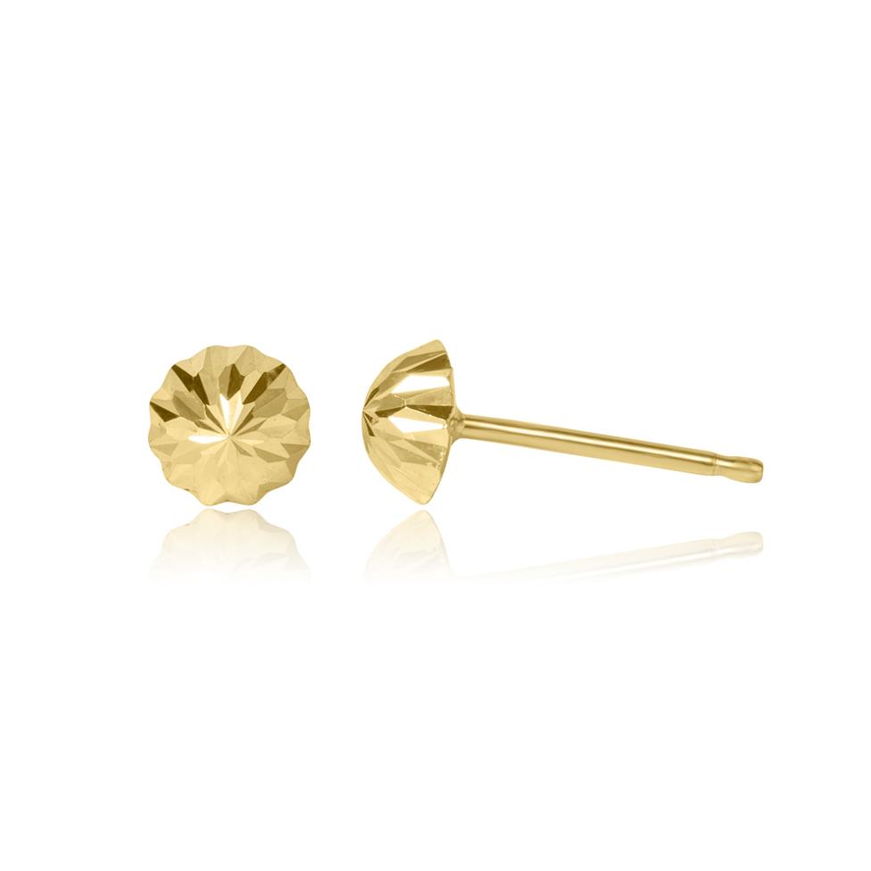 18ct Yellow Gold Diamond-Cut Dome Stud Earrings 5mm Thumbnail Image 0
