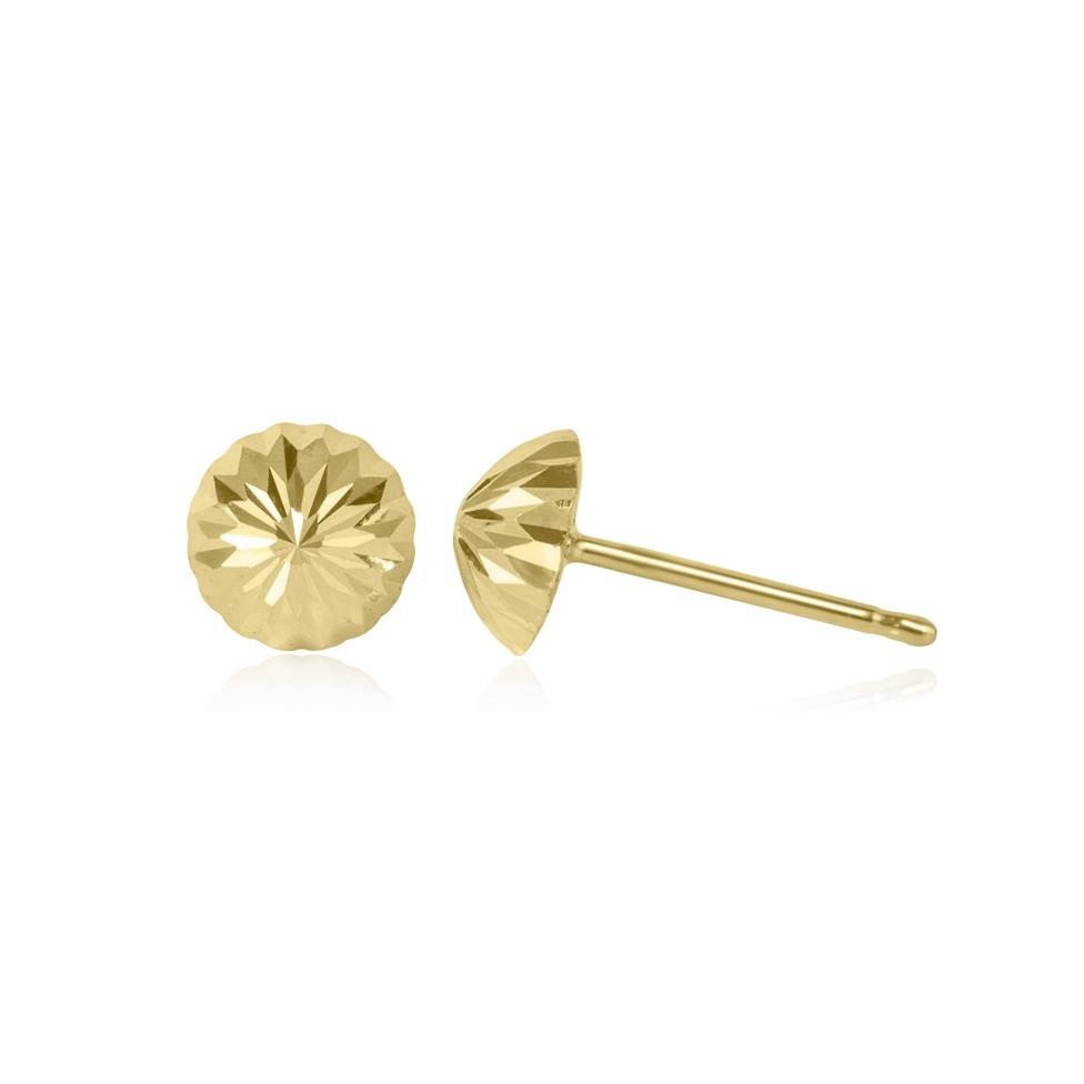 18ct Yellow Gold Diamond-Cut Dome Stud Earrings 6mm Thumbnail Image 0