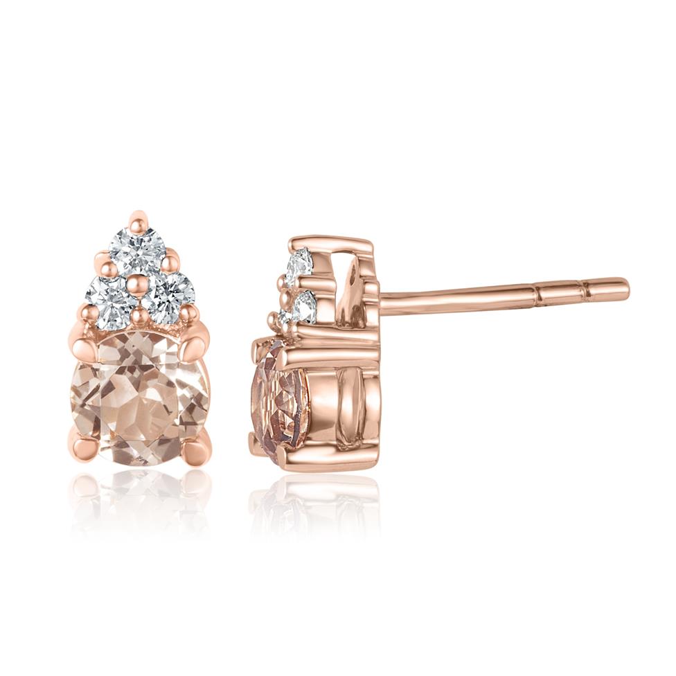 18ct Rose Gold Morganite and Diamond Earrings Thumbnail Image 0