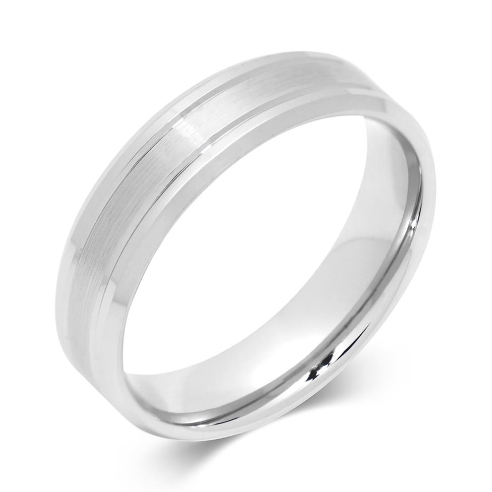 Platinum Bevel Detail Wedding Ring Thumbnail Image 0
