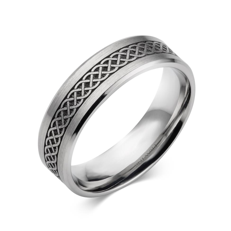 Platinum Celtic Weave Detail Wedding Ring  Thumbnail Image 0