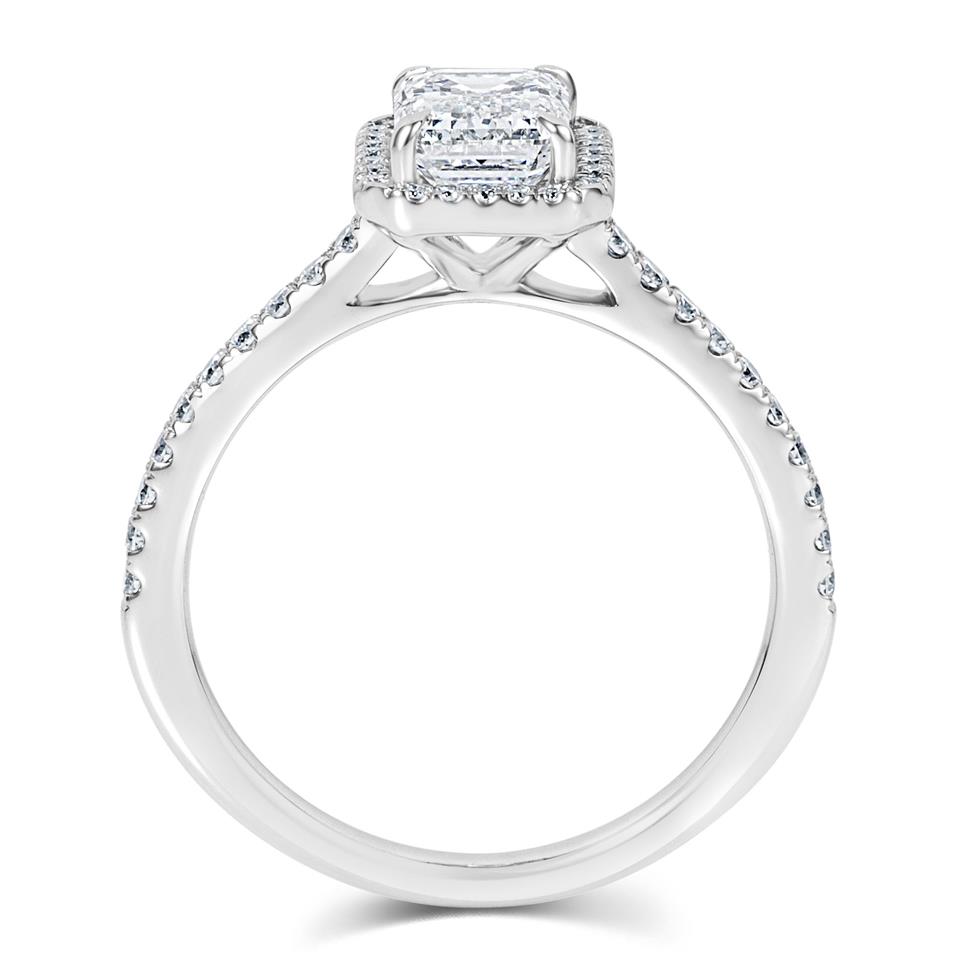 Platinum Emerald Cut Diamond Halo Engagement Ring 1.22ct Thumbnail Image 2