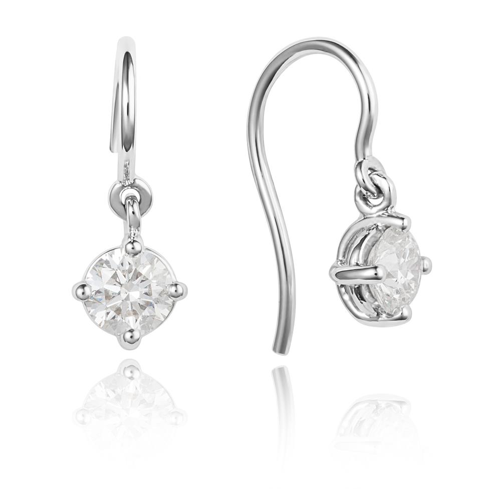 18ct White Gold Diamond Drop Earrings 0.66ct Thumbnail Image 0