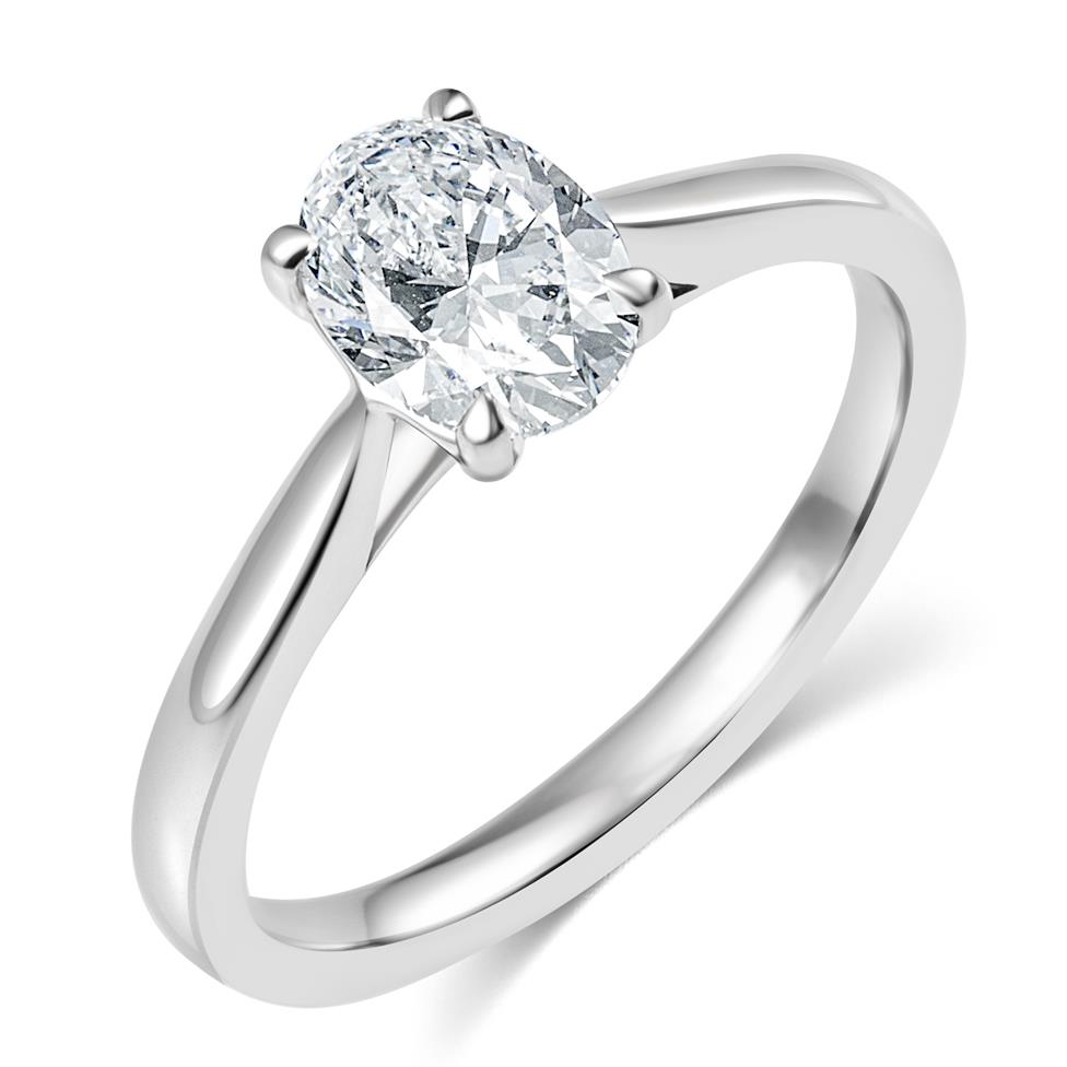 Platinum Oval Cut Diamond Solitaire Engagement Ring 1.00ct Thumbnail Image 0