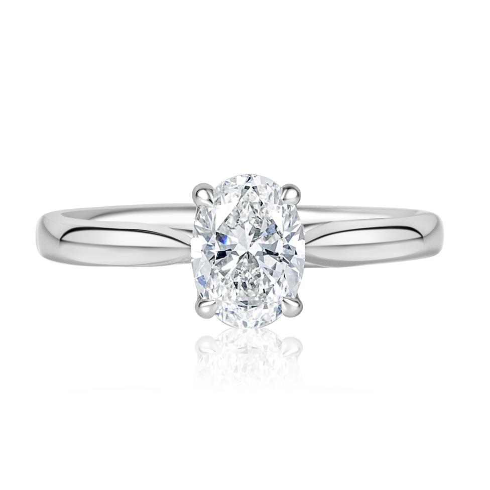 Platinum Oval Cut Diamond Solitaire Engagement Ring 1.00ct Thumbnail Image 1