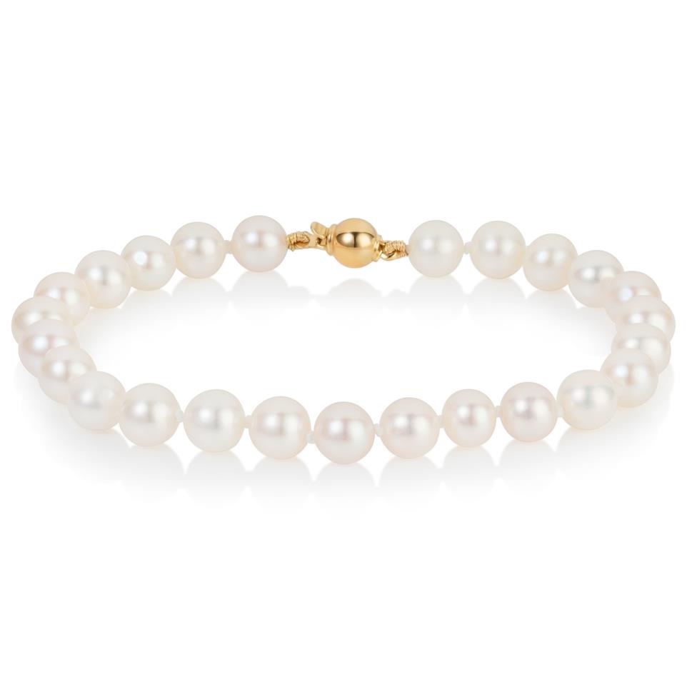 18ct Yellow Gold Freshwater Pearl Bracelet 6.5-7.0mm | 19cm Image 1