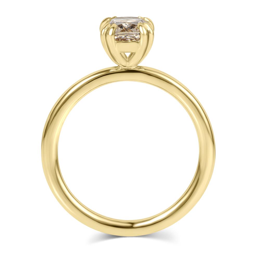 18ct Yellow Gold Cushion Cut Cognac Diamond Solitaire Engagement Ring 1.50ct Thumbnail Image 3