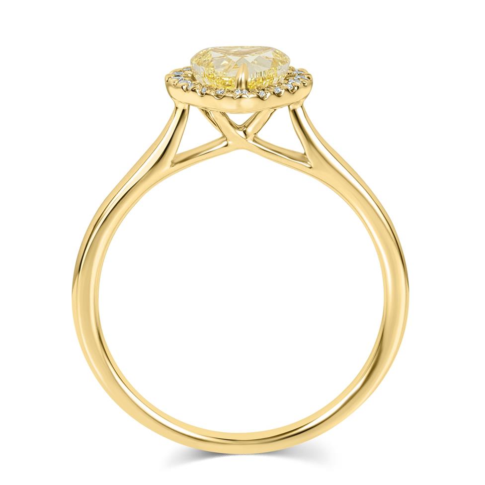 18ct Yellow Gold Heart Cut Yellow Diamond Halo Engagement Ring 0.88ct Thumbnail Image 2