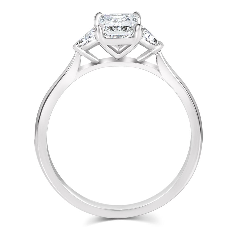 Platinum Radiant Cut and Trilliant Cut Three Stone Diamond Engagment Ring 1.01ct Thumbnail Image 2