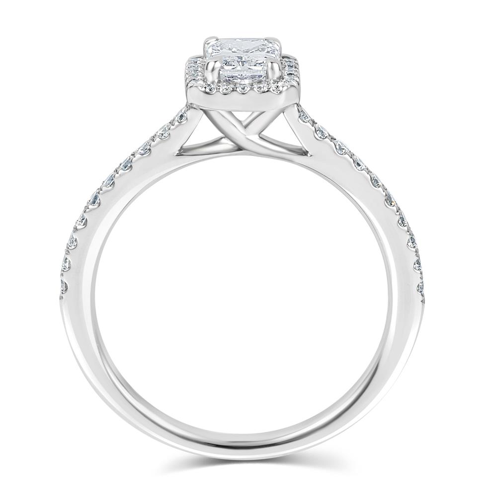 Platinum Radiant Cut Diamond Halo Engagement Ring 0.50ct Thumbnail Image 2