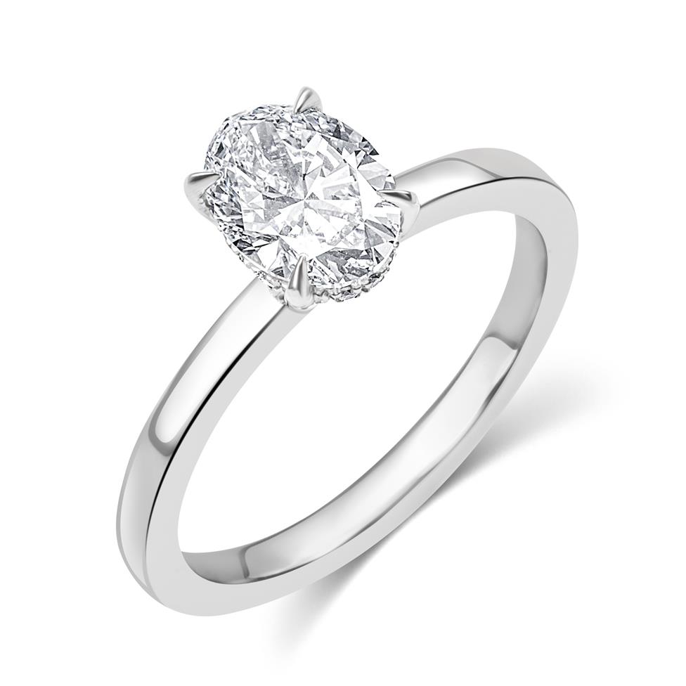 Platinum Oval Cut Diamond Solitaire Engagement Ring 1.21ct Thumbnail Image 0