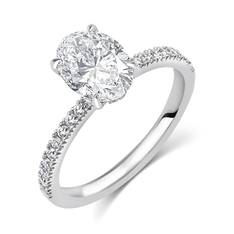 Platinum Oval Cut Diamond Solitaire Engagement Ring 1.79ct Thumbnail Image 0
