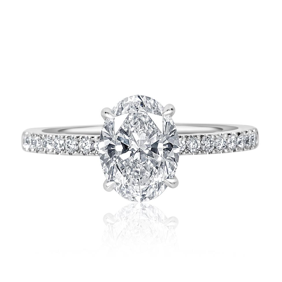 Platinum Oval Cut Diamond Solitaire Engagement Ring 1.79ct Thumbnail Image 1