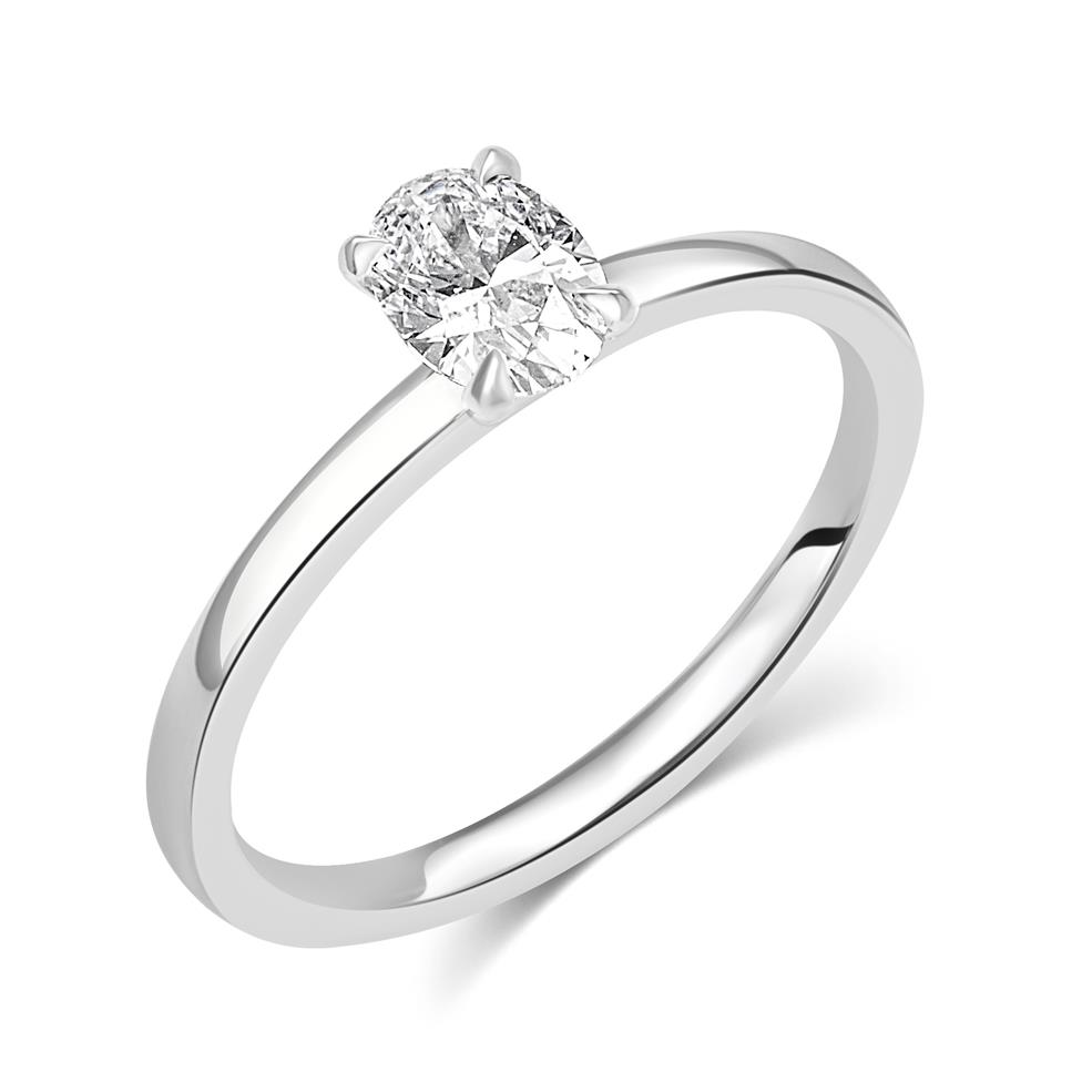 Platinum Oval Cut Diamond Solitaire Engagement Ring 0.50ct Thumbnail Image 0