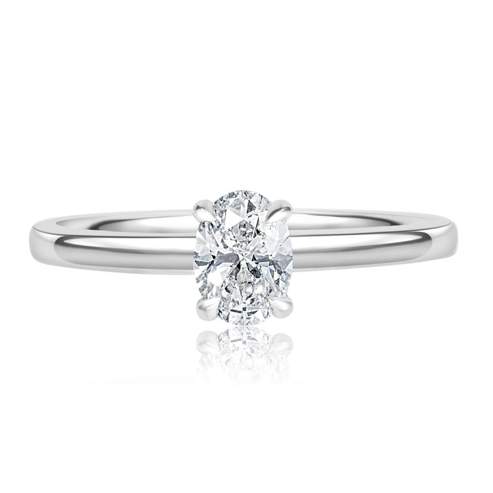 Platinum Oval Cut Diamond Solitaire Engagement Ring 0.50ct Thumbnail Image 1