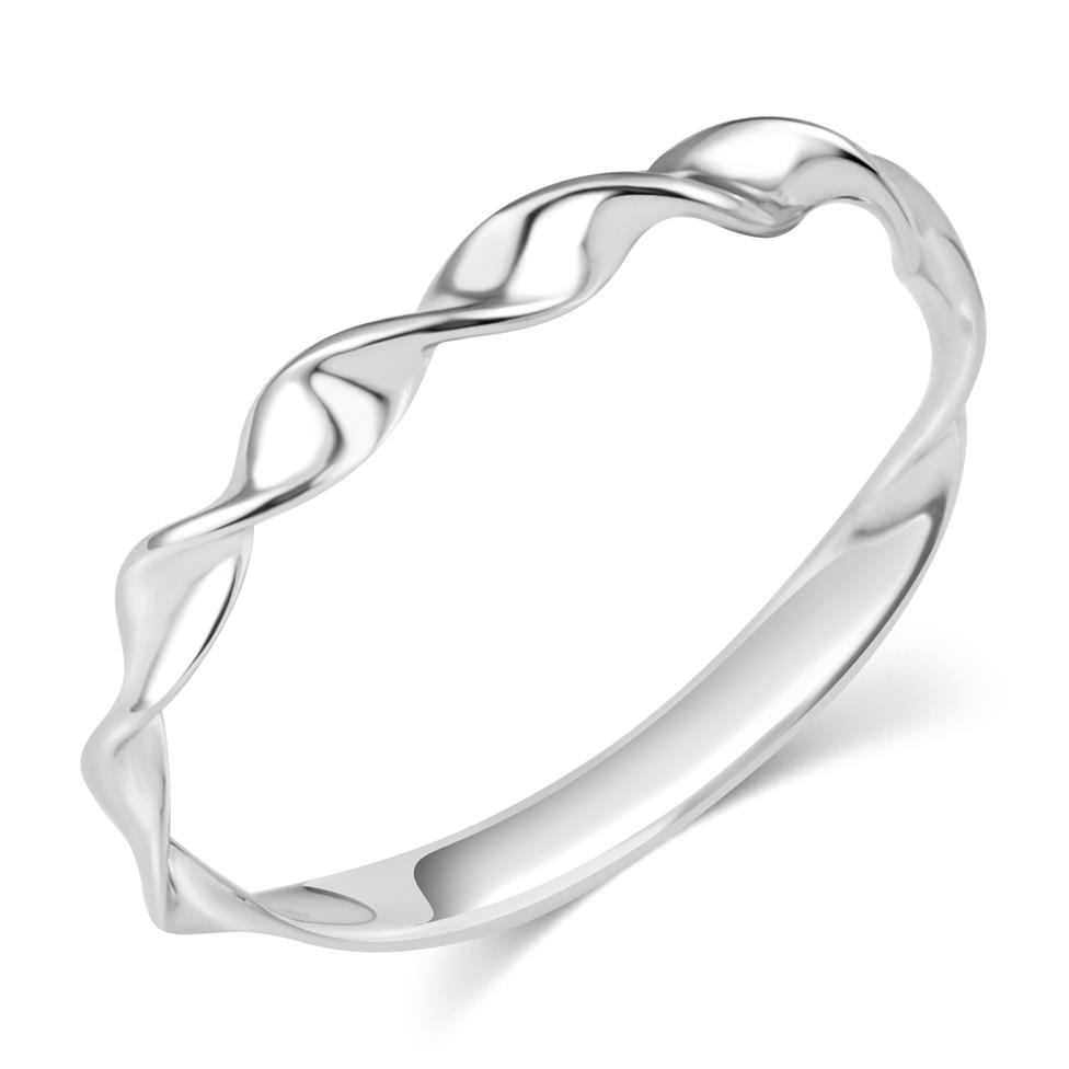 18ct White Gold Twist Design Dress Ring Thumbnail Image 0