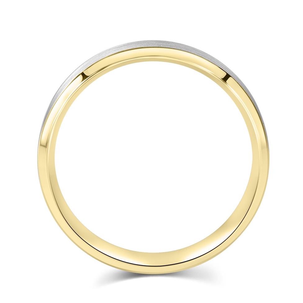 Platinum and 18ct Yellow Gold Bevel Detail Wedding Ring Thumbnail Image 3