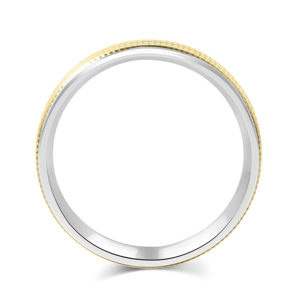 Platinum and 18ct Yellow Gold Beaded Design Wedding Ring Thumbnail Image 2