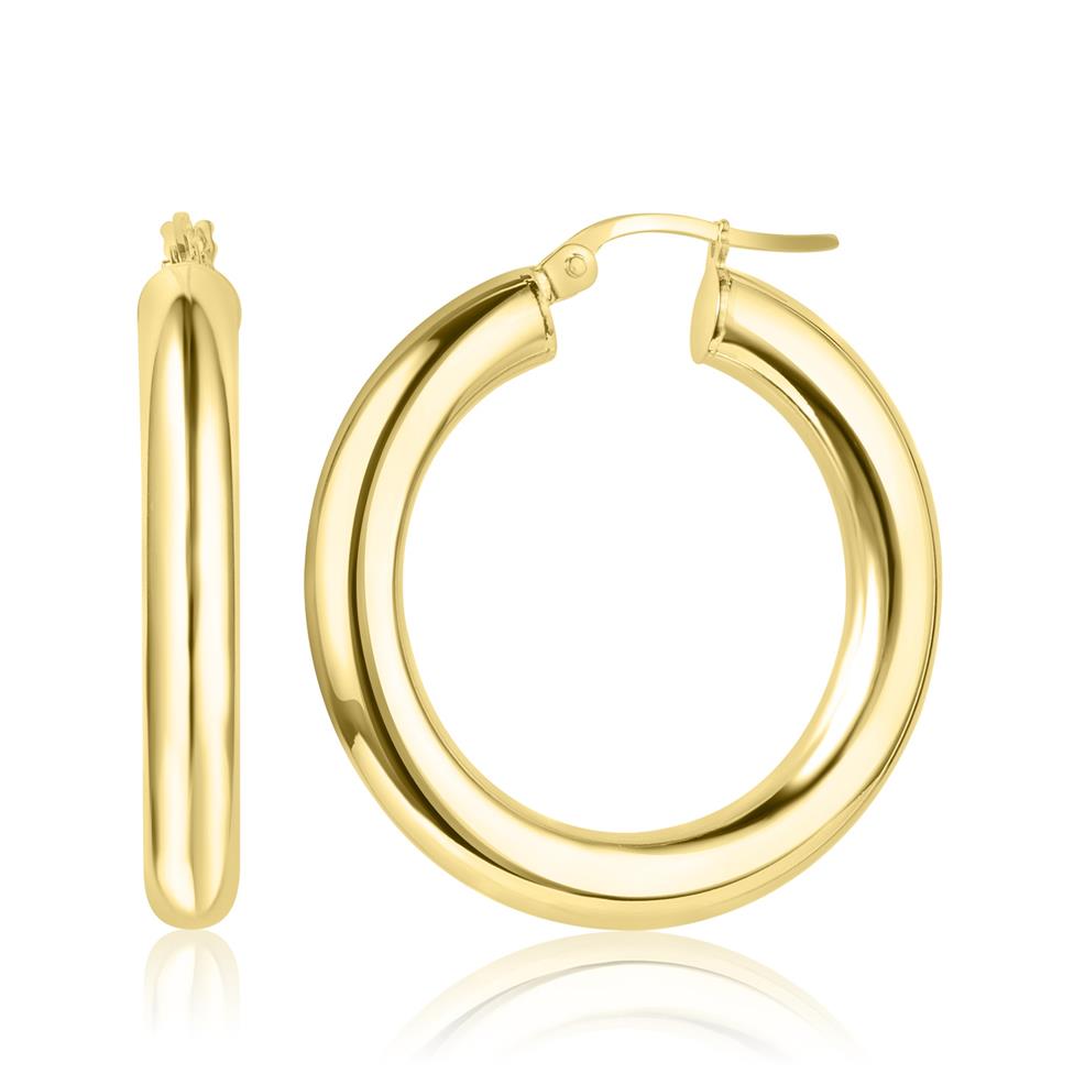 18ct Yellow Gold Hoop Earrings 28mm Image 1