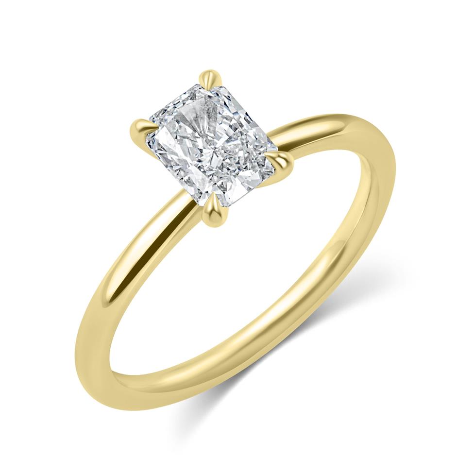 18ct Yellow Gold Radiant Diamond Solitaire Engagement Ring 0.98ct Thumbnail Image 0