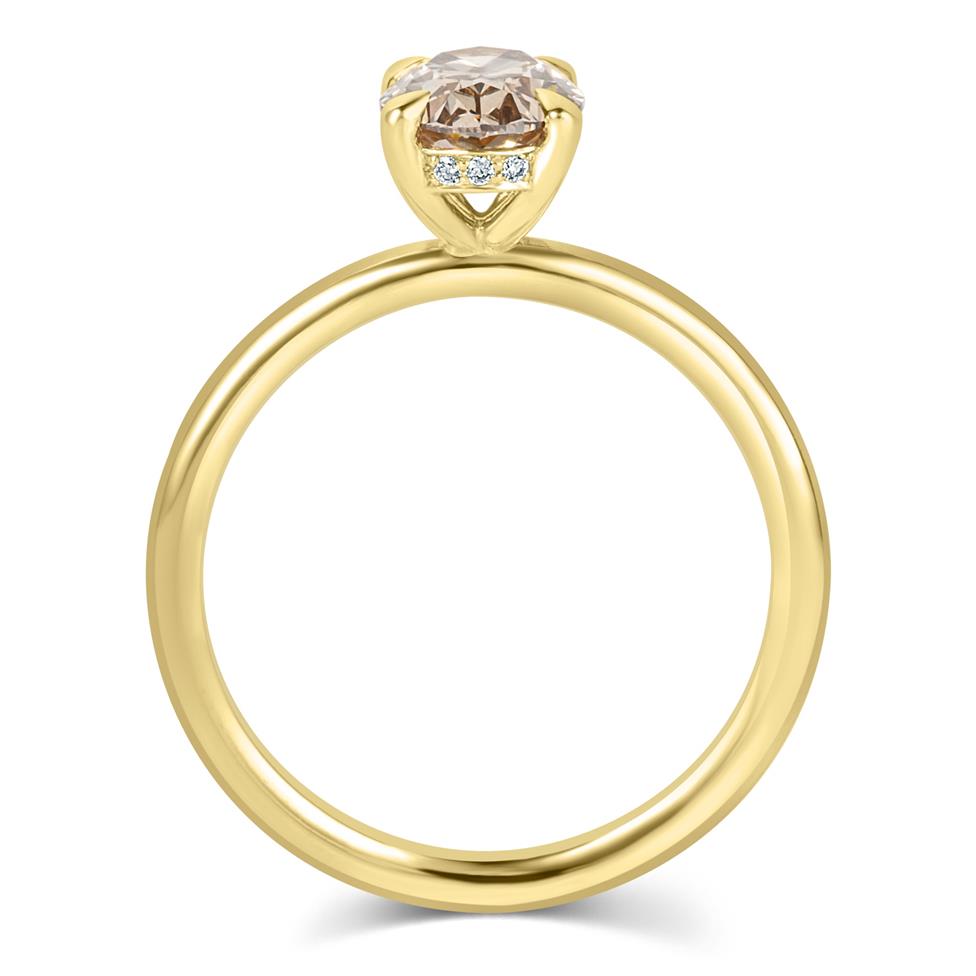 18ct Yellow Gold Oval Cognac Diamond Solitaire Engagement Ring 1.20ct Thumbnail Image 2