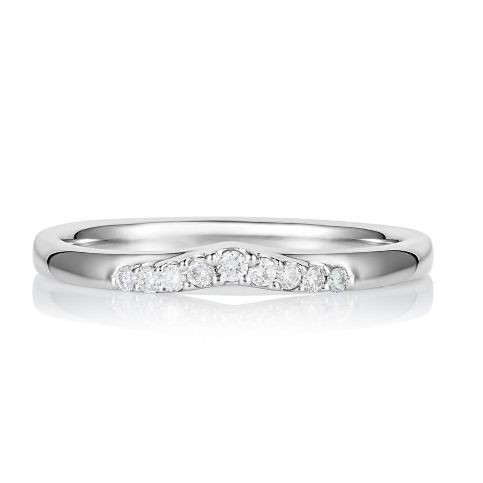 Platinum Diamond Set Shaped Wedding Ring 0.10ct Thumbnail Image 1