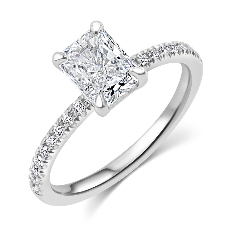 Platinum Radiant Diamond Solitaire Engagement Ring 1.30ct Image 1