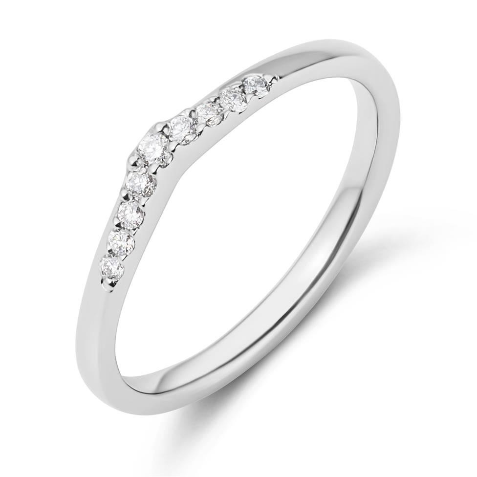 Platinum Diamond Set Shaped Wedding Ring 0.10ct Thumbnail Image 0