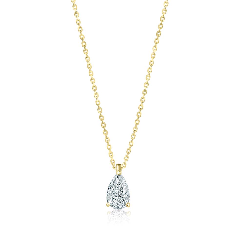 18ct Yellow Gold Pear Diamond Solitaire Necklace 0.50ct Thumbnail Image 0