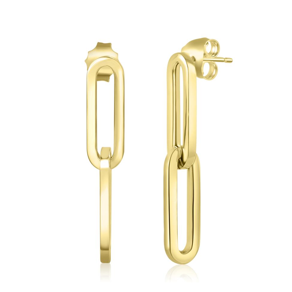 18ct Yellow Gold Paperlink Drop Earrings Thumbnail Image 0