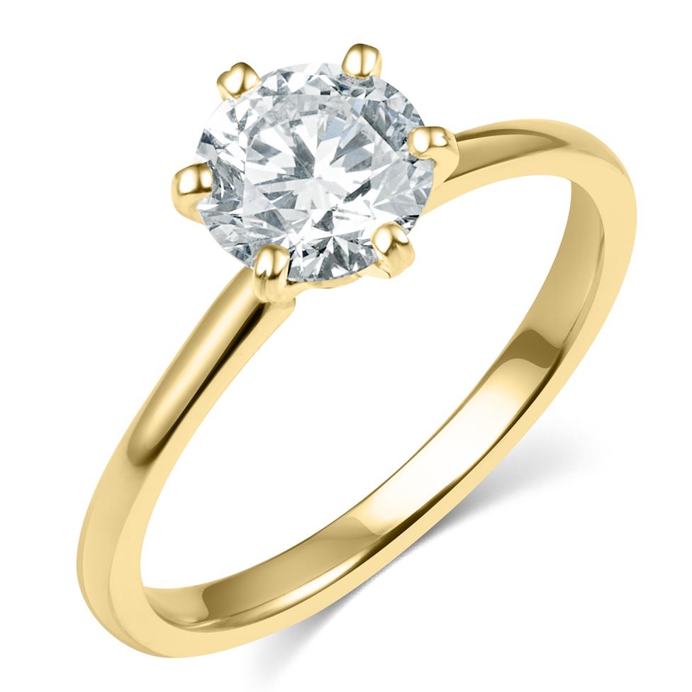 18ct Yellow Gold Six Claw Diamond Solitaire Engagement Ring 1.20ct Thumbnail Image 0