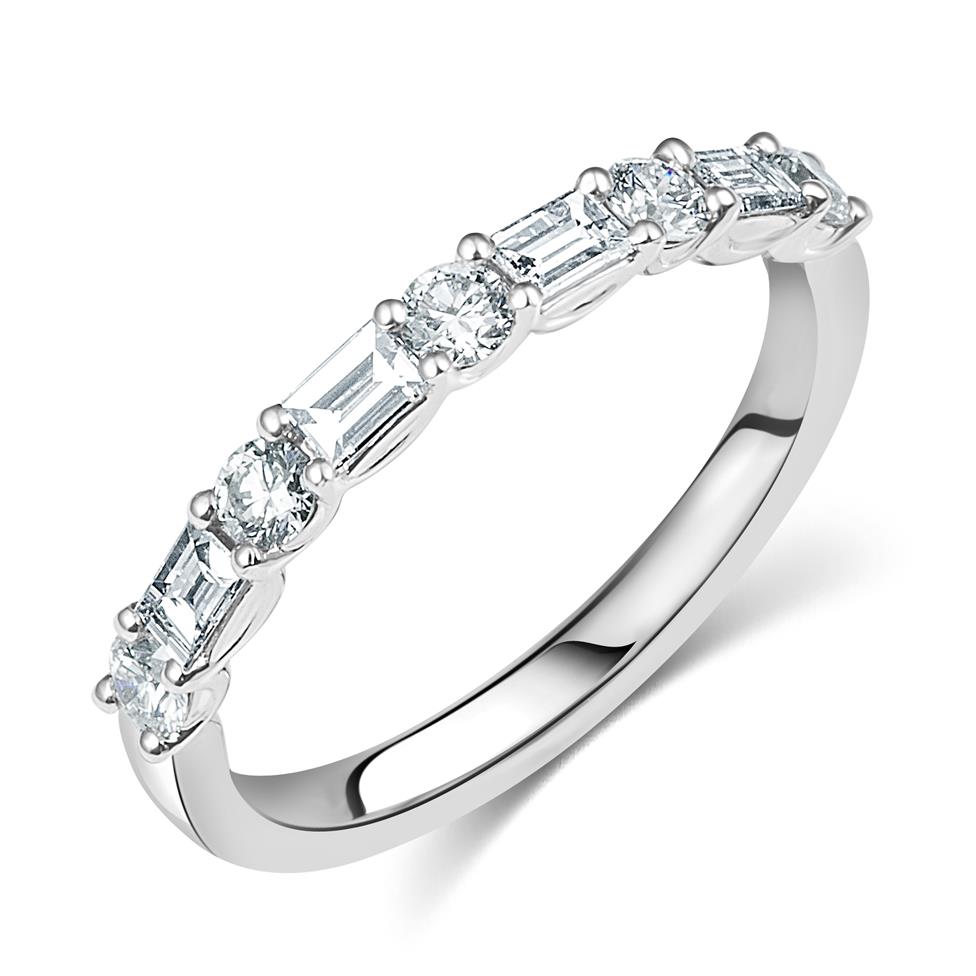 Platinum Alternating Baguette Cut Diamond Half Eternity Ring 0.77ct Thumbnail Image 0
