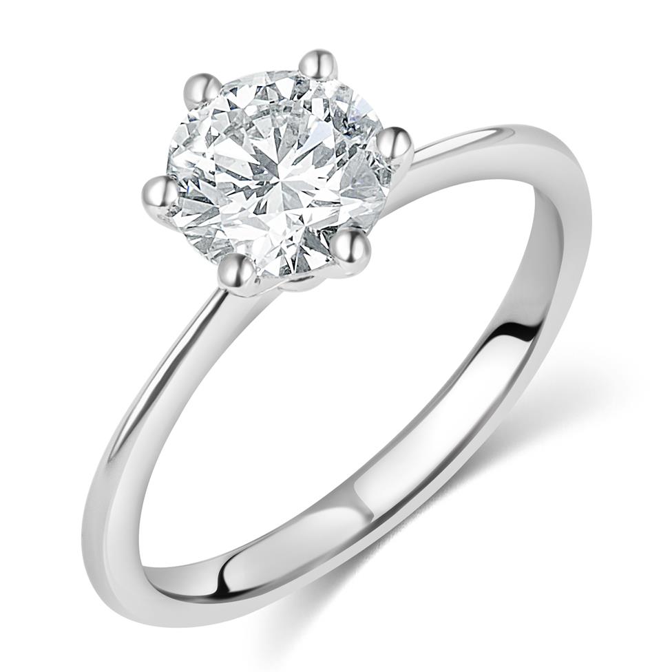 Platinum Six Claw Diamond Solitaire Engagement Ring 1.30ct Thumbnail Image 0