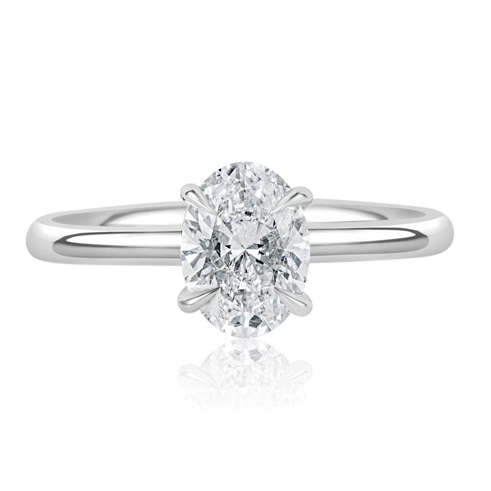 Platinum Oval Diamond Solitaire Engagement Ring 1.22ct Thumbnail Image 1