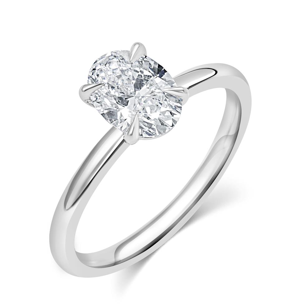 Platinum Oval Diamond Solitaire Engagement Ring 1.22ct Thumbnail Image 0