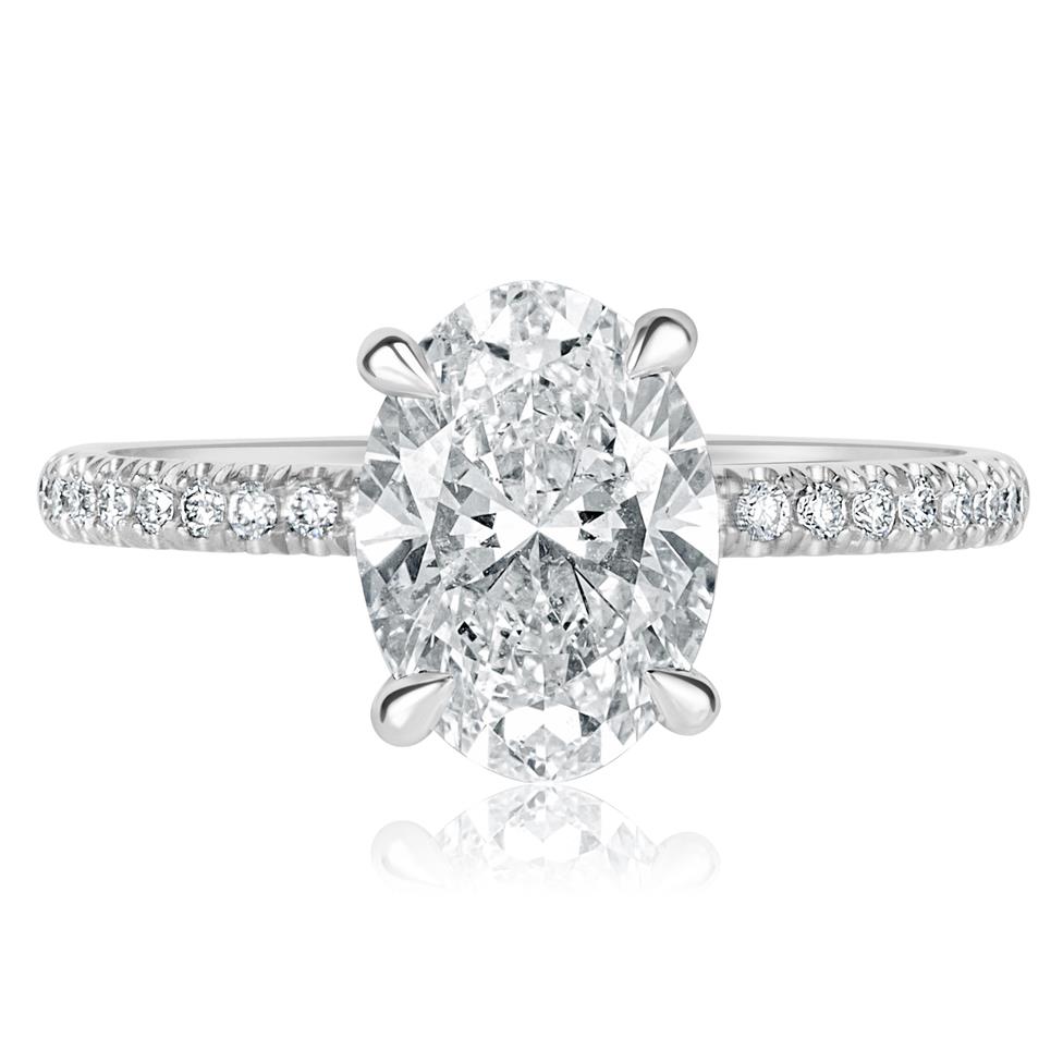 Platinum Oval Cut Diamond Solitaire Engagement Ring 2.31ct Thumbnail Image 1